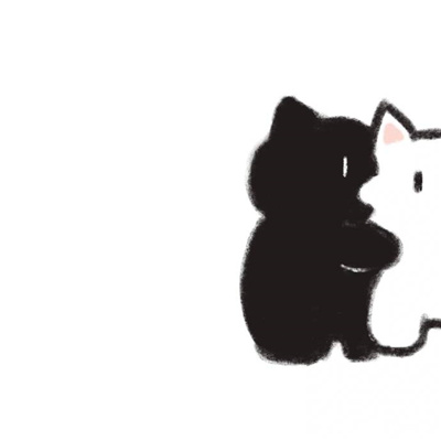 一只黑猫一只白猫的情侣头像🐾黑猫的情侣头像一左一右