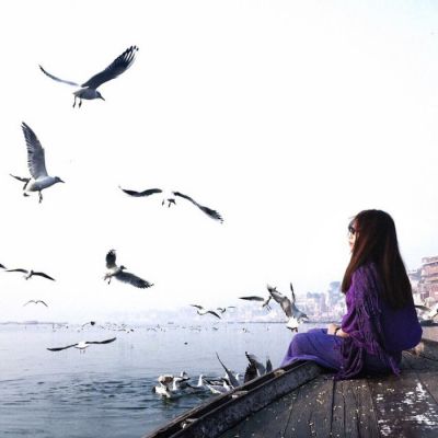 海边唯美女生背影头像🌊治愈系海景