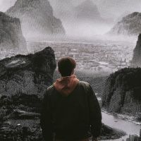 落寞帅气男生背影头像🌌衣摆裂痕间浮现金色草书「宁缺毋滥」