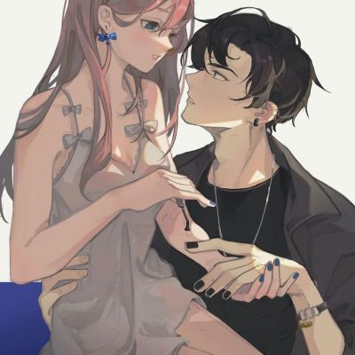 超级惊艳的手绘动漫情头 高冷霸气浪漫的动漫情头男女两张图片