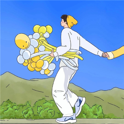 最受欢迎时尚独特的微信情头 手绘简单好看的卡通情侣头像图片