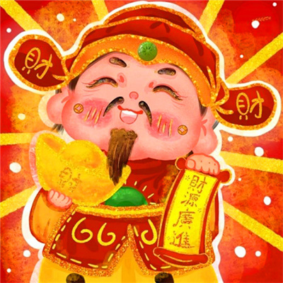 招财旺财的卡通微信头像图片合集 能带来财运的财神爷微信头像