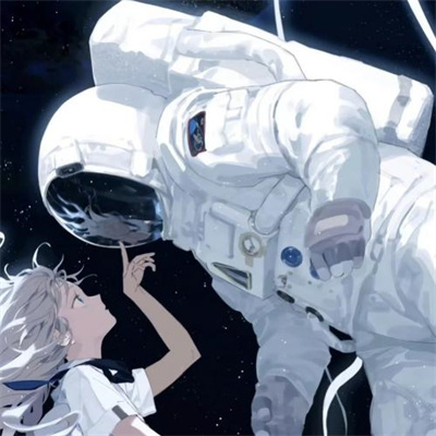 太空人卡通微信情头高级好看情头 不明显的宇航员太空人情侣头像