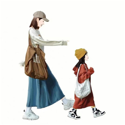 娘俩父女俩微信亲子头像最新 温馨有爱的一儿一女亲子卡通头像