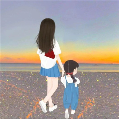 娘俩父女俩微信亲子头像最新 温馨有爱的一儿一女亲子卡通头像