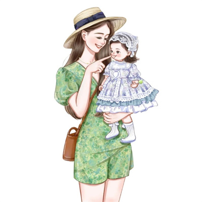 娘俩父女俩微信亲子头像最新 温馨有爱的一儿一女亲子卡通头像
