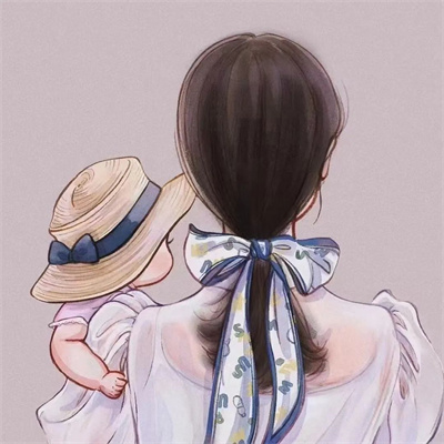 娘俩父女俩微信亲子头像最新 温馨有爱的一儿一女亲子卡通头像