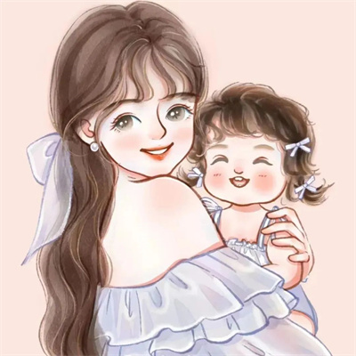 娘俩父女俩微信亲子头像最新 温馨有爱的一儿一女亲子卡通头像