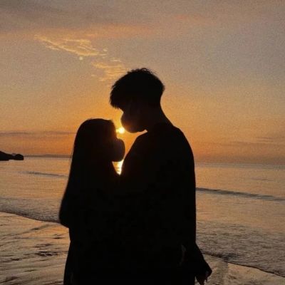 唯美浪漫的情头一人一张高清图片 唯美情侣头像背景夕阳
