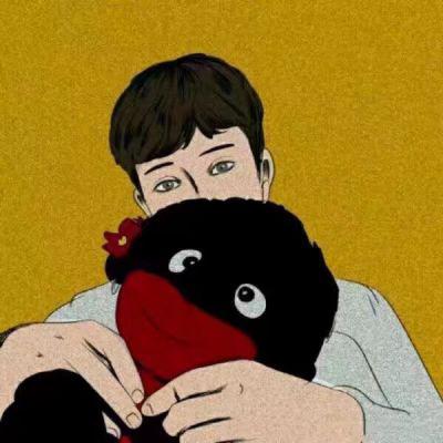 呆萌个性情头手绘图片 超萌可爱情侣头像一对手绘