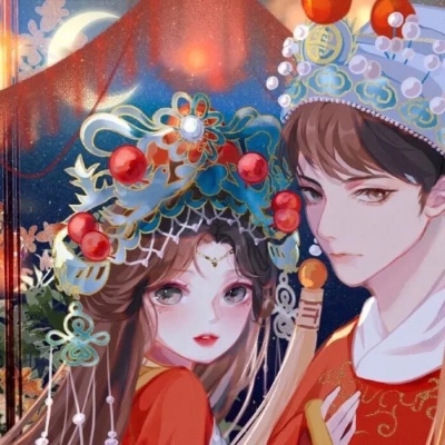 高精精美的古装婚礼动漫情侣头像图片 动漫古风结婚情侣头像
