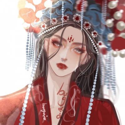 高精精美的古装婚礼动漫情侣头像图片 动漫古风结婚情侣头像