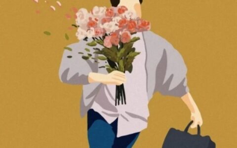 动漫情头一男一女分开拿花