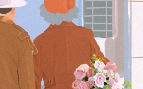 高清好看的简约手绘插画背影情侣头像图片 插画情侣头像简约