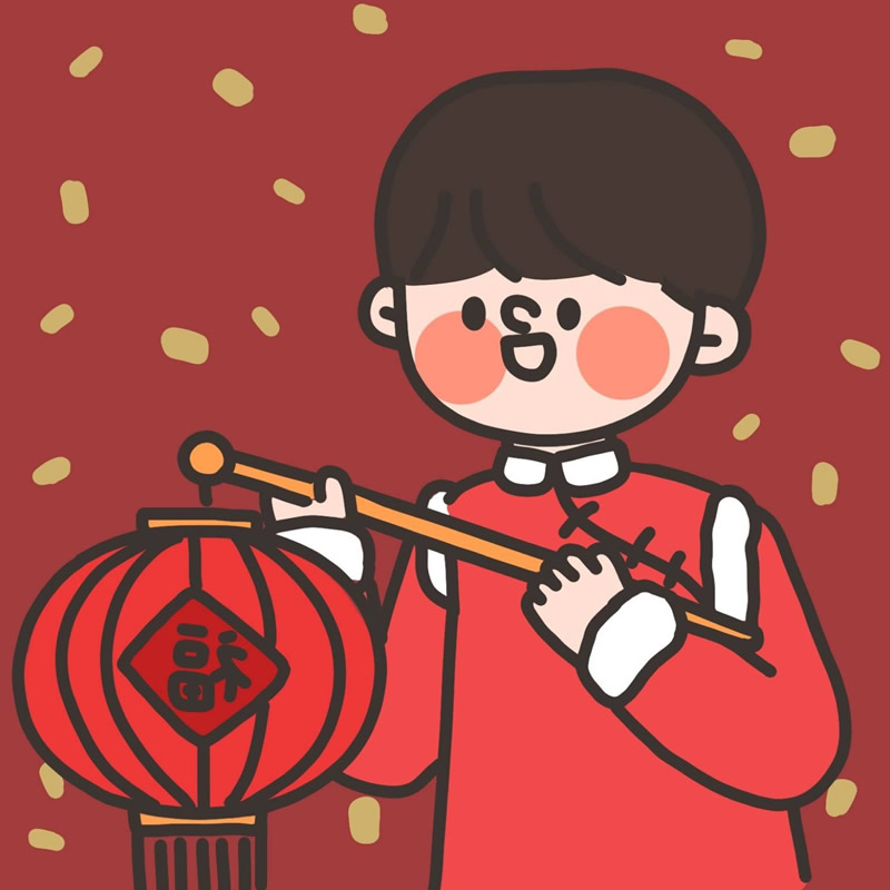 高清可爱新年主题的情侣头像图片 情侣头像新年一男一女