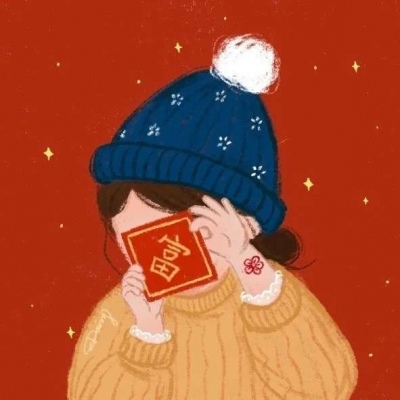 高清一男一女卡通过年喜庆情侣头像图片 春节情侣头像