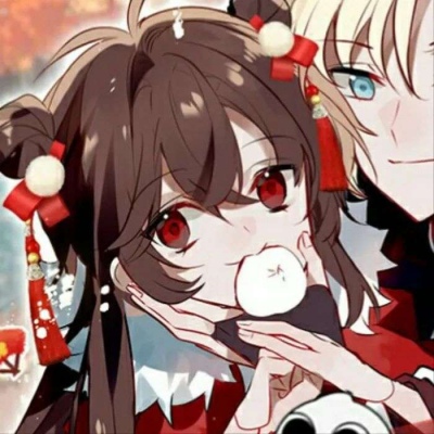 一男一女红红火火过年情侣头像 新年喜庆情侣头像图片