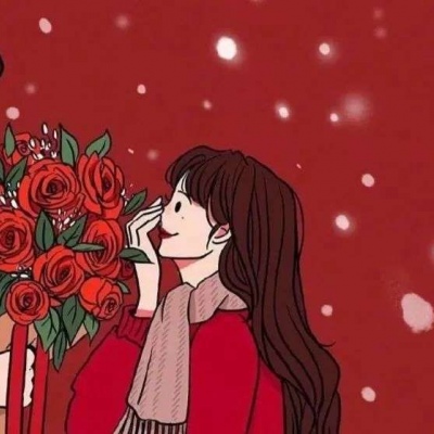 一男一女红红火火过年情侣头像 新年喜庆情侣头像图片