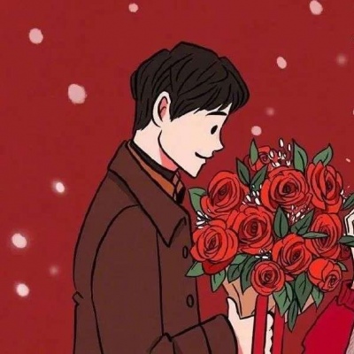 一男一女红红火火过年情侣头像 新年喜庆情侣头像图片