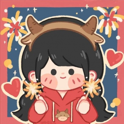 一男一女红红火火过年情侣头像 新年喜庆情侣头像图片