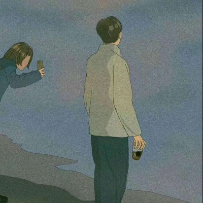 高清好看的手绘插画情头图片 简约干净手绘情头一对两张