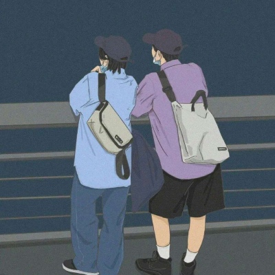 高清好看的手绘插画情头图片 简约干净手绘情头一对两张