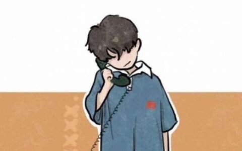一男一女打电话漫画情头图片