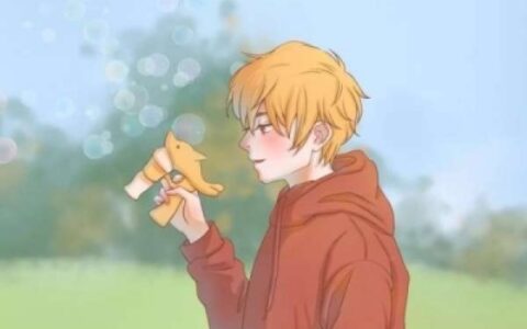 清新泡泡漫画情头一男一女图片