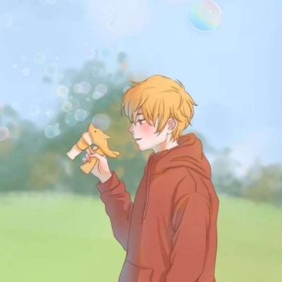 清新泡泡漫画情头一男一女图片