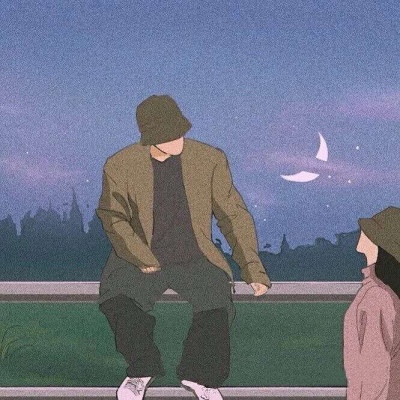 文艺手绘插画情头,高清一对两张的手绘文艺小清新情头图片