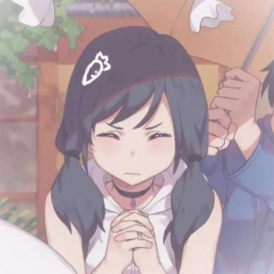 动漫可爱打伞情头一左一右图片