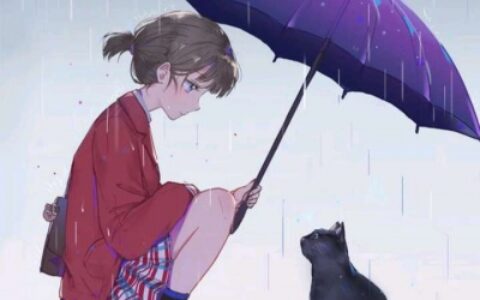 高清打伞动漫情侣头像图片