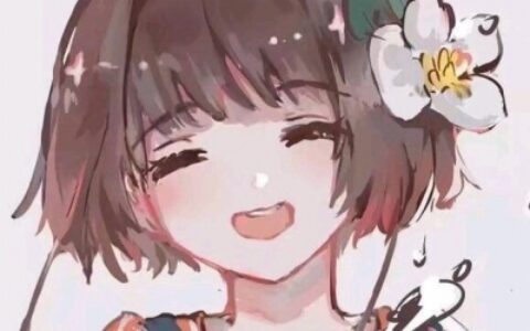 头上戴花可爱漫画情侣头像一男一女图片