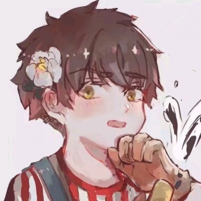 头上戴花可爱漫画情侣头像一男一女图片