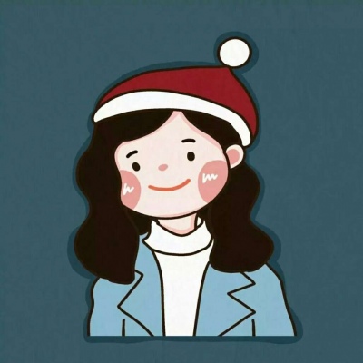 高清一男一女的圣诞节情侣头像可爱图片 圣诞帽卡通情侣头像