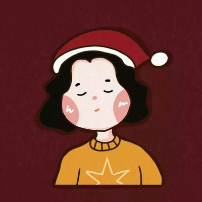 高清一男一女的圣诞节情侣头像可爱图片 圣诞帽卡通情侣头像