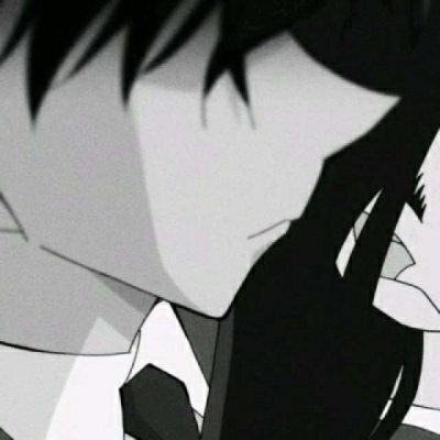 高清动漫男左女右情侣黑白头像图片 黑白动漫情侣头像一男一女