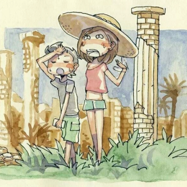 超清两人一张插画风格的情头图片 插画风情侣头像