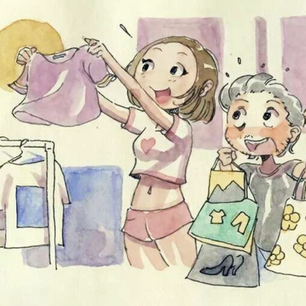 超清两人一张插画风格的情头图片 插画风情侣头像