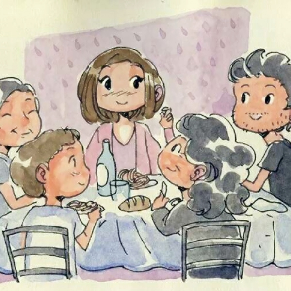 超清两人一张插画风格的情头图片 插画风情侣头像
