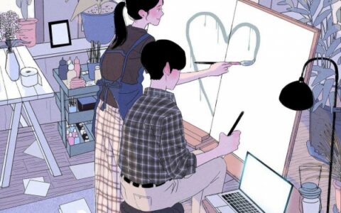 高清好看的情侣温馨日常生活插画头像 情侣日常插画图片头像