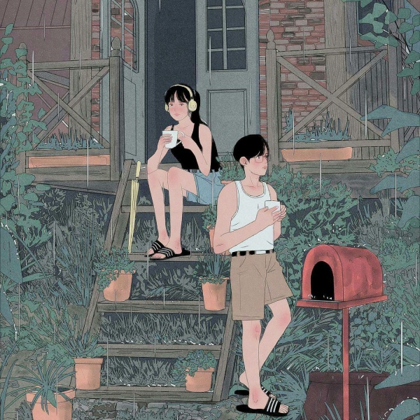 高清好看的情侣温馨日常生活插画头像 情侣日常插画图片头像