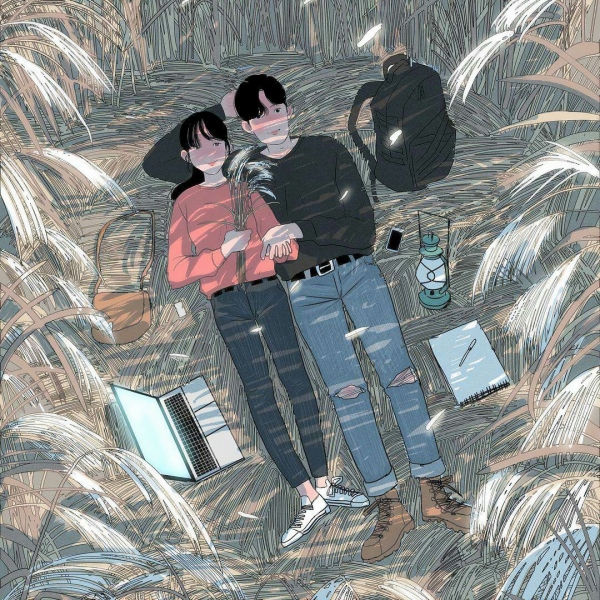 高清好看的情侣温馨日常生活插画头像 情侣日常插画图片头像