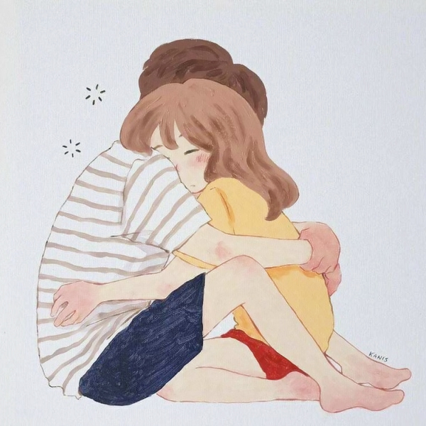 超高清恩爱的情侣温馨日常生活插画 手绘情侣日常生活插画头像