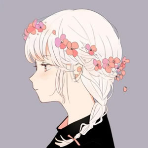 高清带花环的动漫情侣头像一男一女 花环动漫情侣头像