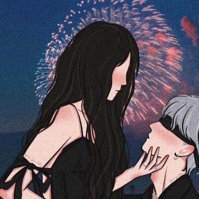 高质量简约的高清情侣头像图片 手绘不明显一男一女两张情头