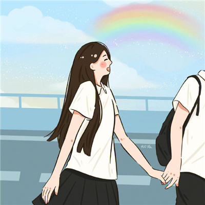 二次元超赞的动漫情头合集 很甜的插画情侣头像一对可爱