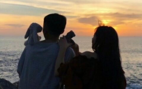 高清唯美的情侣头像夕阳背影单人图片