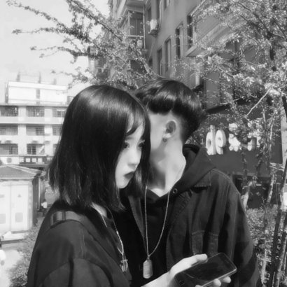 高清很酷的黑白情头一对两张 黑色情头一男一女酷