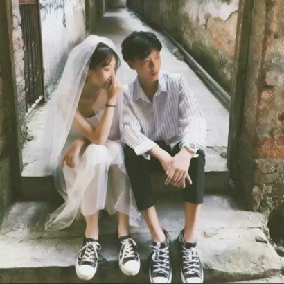 高清浪漫的婚纱情头像侣头像一对两张 婚纱情头